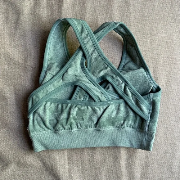 3Pc Camo Green Seamless set (Leggings, Bra, Long Sleeve Crop Top) - Picture 12 of 12